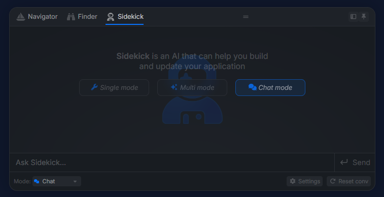Popup opened on the Sidekick tab
