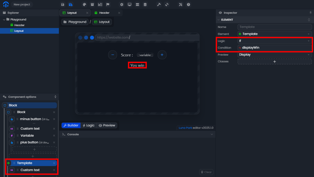 Screenshot of the Luna Park editor