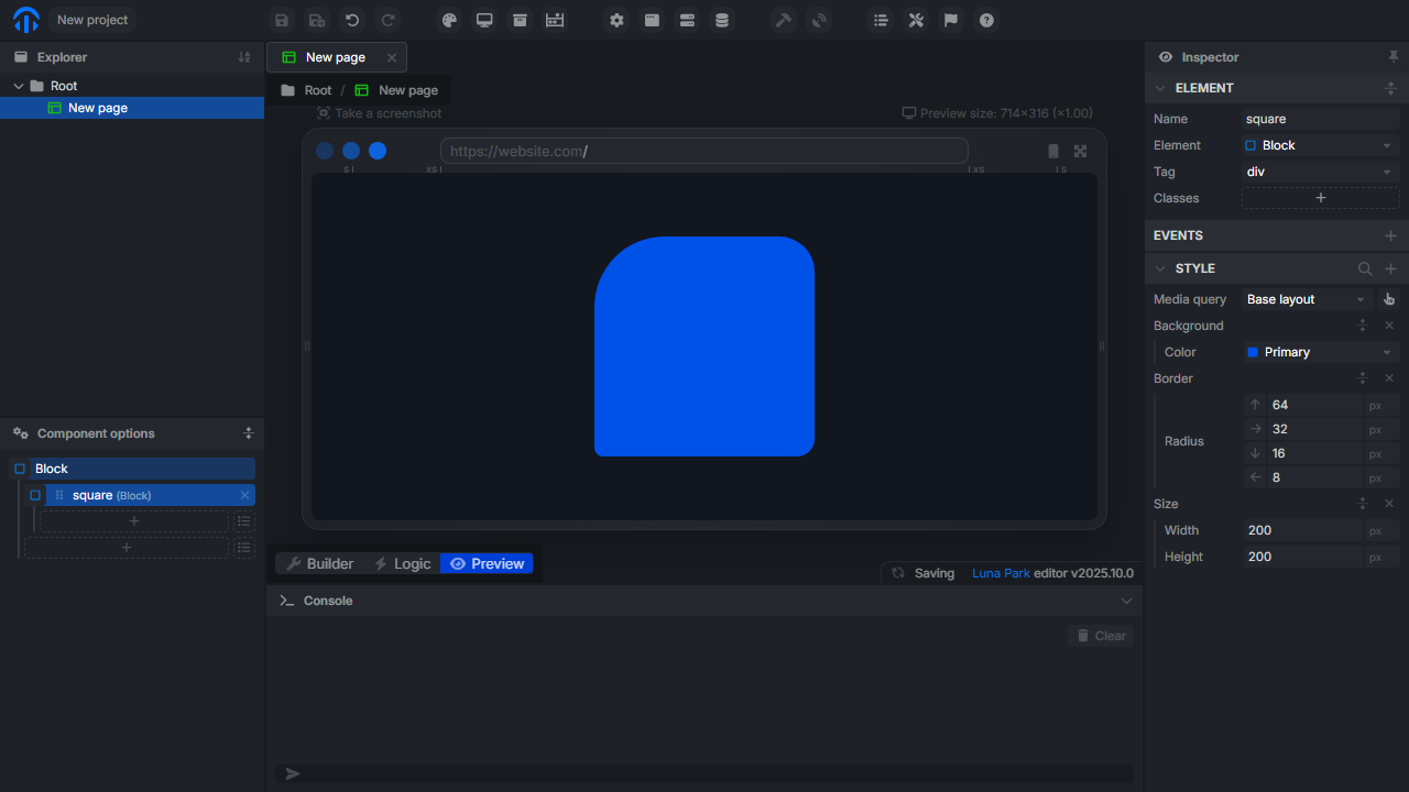 Example of rounded corners on different elements